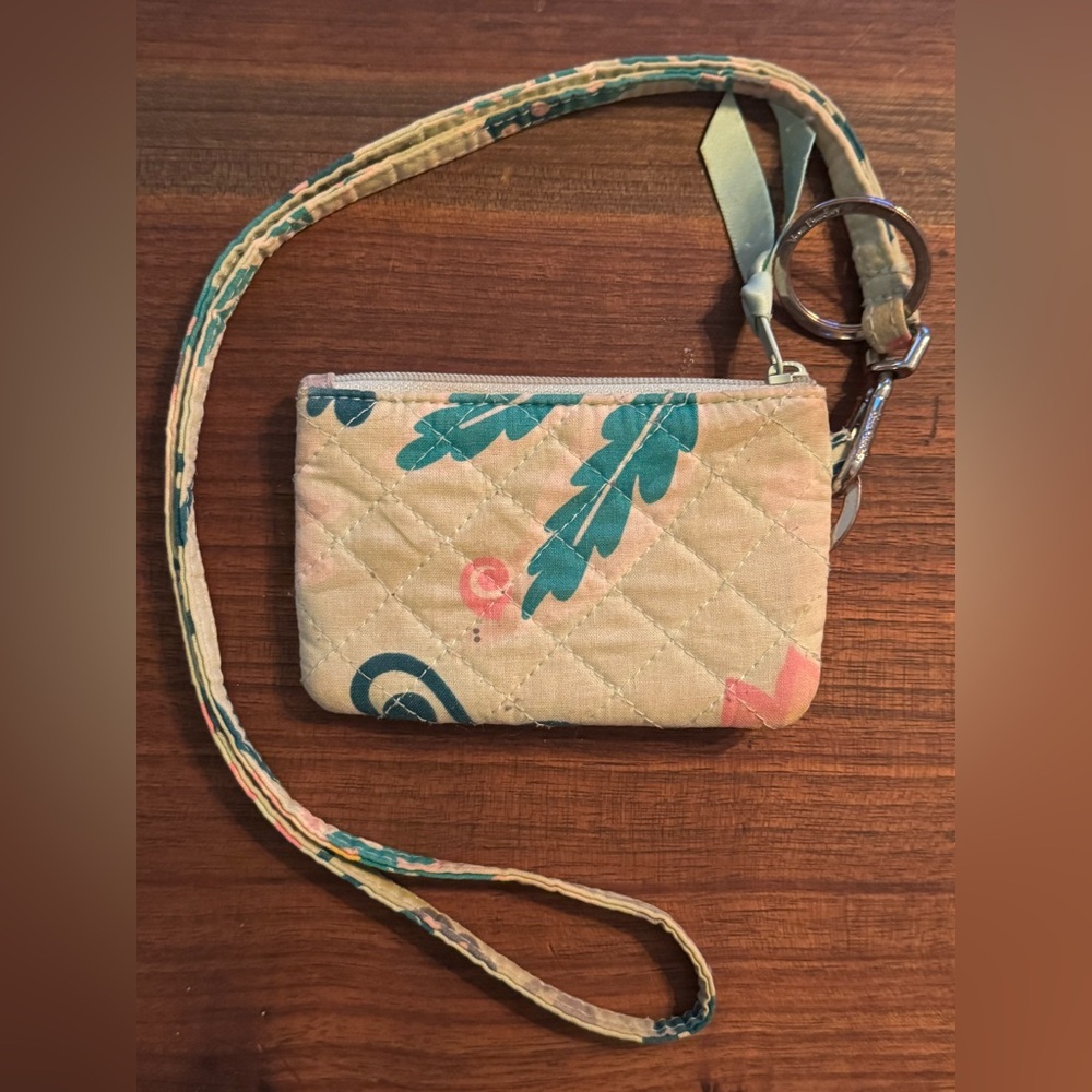 Vera Bradley zip ID wallet lanyard card holder